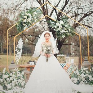 Party Decoration Metal Wedding Arch Floral Stage Backdrop Iron Pentagon Flowers Stand Marriage Door Ceremony Decoration Party