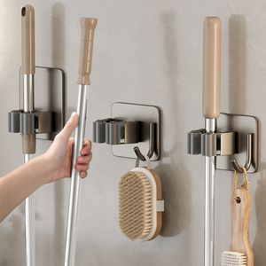 Mensole da bagno Punzonatrice da parete in acciaio inox staffa organizer per mocio portaoggetti per uso domestico gancio a ventosa per bagno accessori da cucina