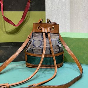 Kvinnesdesigner Bucket Bag Ophidia Jumbo G Drawstring Street Fashion Stripe Canvas Luxury Shoulder Bags Casual Cross Body Handbag Travel Hot