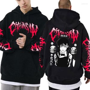 Herrtröjor anime motorsåg man kobeni metall denji dubbelsidig tryck hoodie män kvinnor mode hip hop mäns nyhet manga tröja