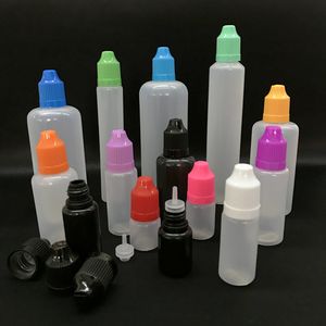 Gotes conta -gotas 3ml 5ml 10ml 15ml 20ml 30ml 50ml Plástico PE Garrafa de agulha macia e macia com tampa longa dicas finas giratórias