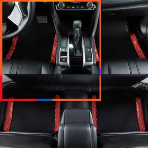 New Red Blue Car Floor Mesh Mats for Women Girls Bling Crystal 5Pcs/Set Universal Fit Most Cars Black Decoration