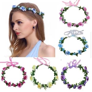 Adjustable Handmade Fabric Wreath Head wear Wedding Decoration Flower Crown Bride Hair Accessories Flower Wreaths S44