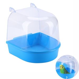 Grooming Plastic Bird Bath Box Parakeet Hängande bur Tillbehör Parrot Badkar Små djur Dusch Tub Pet Cleaning Grooming Supplies