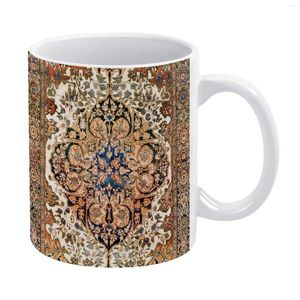 Mugs Ferahan Arak Antiker westpersischer Teppichdruck, weiße Tasse, 325 ml, lustige Keramikbecher für Kaffee, Tee, Milch, Vintage-Teppich