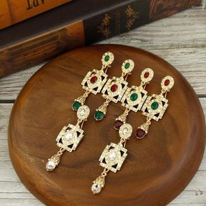 Dangle Earrings Sunspicems Chic Gold Color Morocco Drop Earring For Women Square Round Crystal Arabic Bride Algeria Wedding Jewelry Gift
