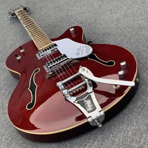 Custom Red Wine Falcon 6120 Jazz E-Gitarre Semi Hollow Body B700 Tremolo Brücke in Storch