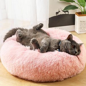 Cat Beds Round Plush Dog Bed Basket Kennel House Deep Sleep Four Seasons Enclosed Warm Pet Supplies Camas Para Mascotas A