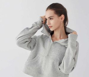 Luxury-Sports Coat Women's Half Zipper Hoodie Sweater Loose Versatile Casual Baseball Suit Running Fitness Yoga Gym Clothes Jacket New high end 85ess