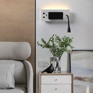 Wall Lamps Lamp Bedside Reading With Switch Mobile Phone Holder Rechargeable El Bedroom Room ZM111204