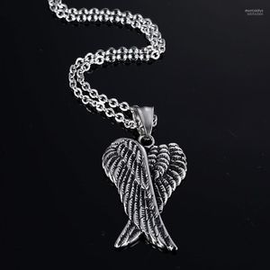 Pendant Necklaces Punk Style Stainless Steel Angel Wing Necklace Retro Fashion Hip Hop Rock Hundred Matching Accessories Gift Wholesale Morr