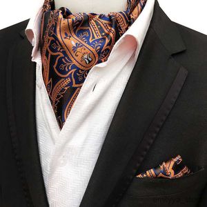2pcs Handkerchiefs Glamour Men's Scarf Silk Jacquard Tie Cravat Neckerchief Men's Tie Hanky Suits Set Pocket Handkerchief Men Gift
