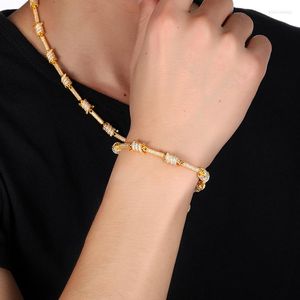 Link Bracelets 7mm Punk Spiked Cuban Chain For Men Bracelet Real Gold Plated Hip Hop Jewelry Rapper Trend Christmas