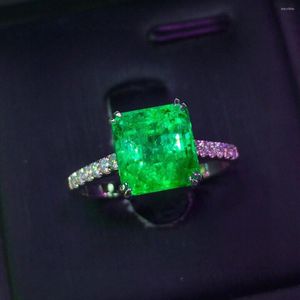 Küme Yüzük E322 Emerald Halkası Saf 18K Altın Takı Doğa Yeşil 3ct Taş Pırlanta Kadınlar İçin Fine