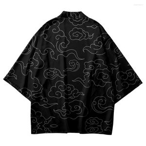 Ubranie etniczne Czarne tradycyjne japońskie nadruk Harajuku Kimono Yukata Japan Cardigan Haori Retro Fashion Men Men Cosplay Azjatycka