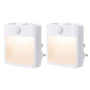 Night Lights 2pcs Bedroom Sleep Friendly Auto Sensor With Dusk To Dimmable For Hallway Stairs Light Wall Plug Backyard Kitchen