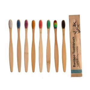 Escova de dentes 10pcs ecológicos de bambu de bambu macias adultos biodegradáveis ​​adultos sem plástico 230517