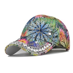 Ballkappen Neue Ankunft Strass Frauen Baseball Kappe Bunte Outdoor Sport Party Casual Hüte Damen Mädchen Frühling Herbst Gorras EP0415 AA220517