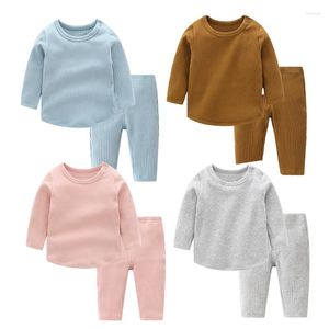 Kleidungssets Baby Mädchen Kleidung Weiche Baumwolle Unterwäsche Solide Lange Ärmel Jungen Säuglingsschlafkleidung 6-24 Monate