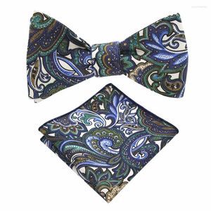 Bow Ties Gusleson Design Bomull Självtie och näsduk Set män Bowtie Pocket Square Hanky ​​Suit for Wedding Business