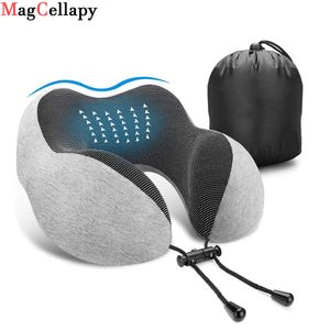 Helkroppsmassager Ushape Massage Pillow Travel Airplan Memory Foam Cervical Neck Pillows Car Head Neck Rest Air Cushion For Sleep Health Care 230517