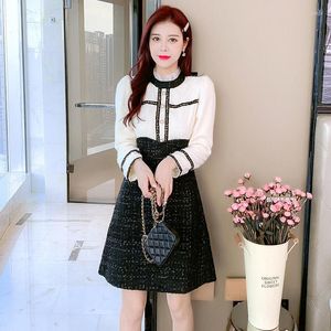 Lässige Kleider HI-Q Winter Französisch Arbeit Frauen Kleid Elegante Ausländische Koreanische Stil Plüsch Kontrast Temperament Nähte Kleine Kleider Japanisch