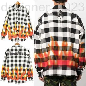 Men's Casual Shirts Designer Suer Mens Checkered Silk Long Sleeve Flannel lm Digital Print Thin Jacket Men Women Fashion Cardigan Coat O7O5