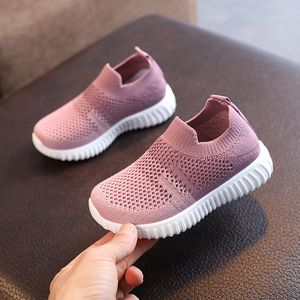 Sneakers sepatu anak anak bayi balita rajut multiwarna selip kasual olahraga anak perempuan laki laki 230516