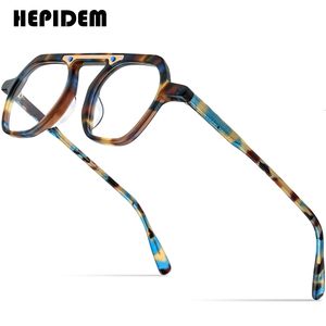 Sunglasses Frames HEPIDEM Acetate Glasses Frame Men Vintage Retro Square Eyeglasses Women Optical Prescription Spectacles Myopia Eyewear 9174 230516