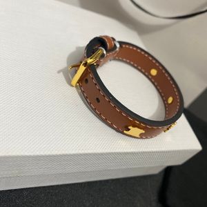 Fashion Woman Man Bangle Bracelets High Quality Brown Wide Leather Bracelet for Couple Bracelet Top Quality Jewelry Gift