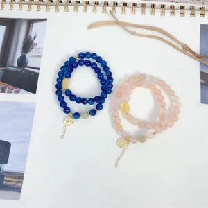 Link Bracelets EYER Charm Natural Stone Handmade Blue Ore Chalcedony Beeswax Bead Hand String Women Energy Crystal Bracelet Jewelry