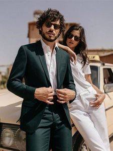 Bröllopsbokar En knapp Mens Suit Notch Lapel Formell affärsmän Jacka Blazer Groom Tuxedo Coat Pants 215112