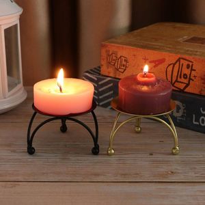 Retro Three Legged Pillar Candle Plate Wrought Iron Tealight Holder Black Gold Metal Candlestick for Home Wedding Party Supplies