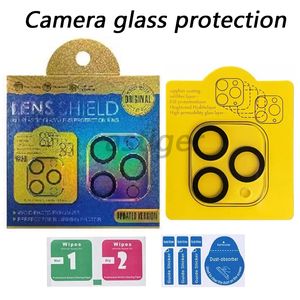 3D Full Cover HD Clear Lens Protector for iPhone 15 14 13 12 11 Mini Pro Max Plus Camera Film Protective with Flash Circle Tempered Glass com caixa de varejo