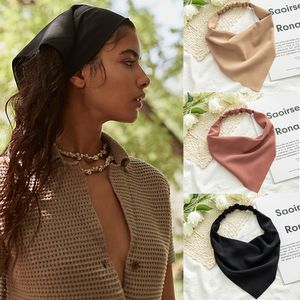 Bandanas Durag Ruoshui Woman Girls Solid Summer Head Scarf Chiffon Triangle Bandanas Women Elastic Hairband Hair Accessories Headwear Ornaments 230517