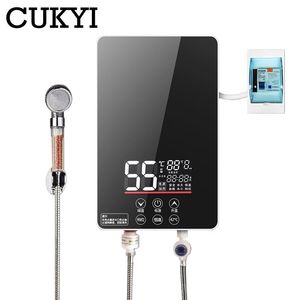 ヒーターCukyi Electric Tankless Water Heater 6000Wインスタント加熱一定温度家庭用バスルームシャワーマシンエネルギー