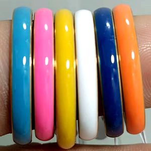 Wholesale 30pcs Width 4mm Enamel Band 316L Stainless Steel Fashion Rings Women Comfortable Quality Jewelry Party