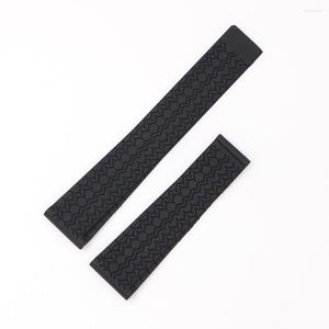 Watch Bands CARLYWET 22mm Black Waterproof Silicone Rubber Replacement Wrist Band Strap Without Buckle