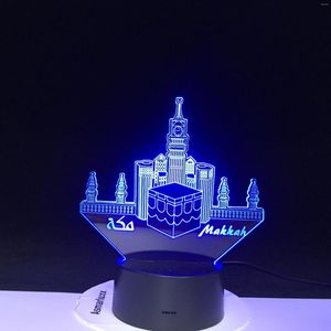 Ночные светильники 3D светодиодная лампа Mecca Mosque Makka USB Home Decorative Luminaria RGB Kids Baby Bab