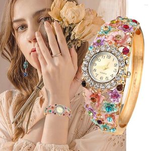 Wristwatches Women Watches Luxury Diamonds Bracelet 2023 Elegant Multicolour Rhinestone Ladies Dress Fashion Clock Montre Femmes