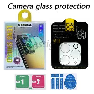 Protetor de lente de câmera traseira transparente resistente a arranhões 3D HD com círculo de flash para iPhone 15 14 13 12 11 mini Pro Max 14plus com caixa de varejo