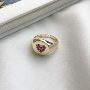 Küme halkaları gül kırmızı kalp sözü nişan yüzüğü 925 STERLING Gümüş Base Altın Düz Bantlar Aşk Yıldönümü Romantik Sevgililer Boho