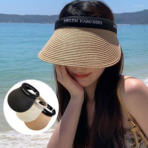 Szerokie brzegowe czapki puste top dla kobiet letni hat ochrona przed słońcem Outdoor Panama Straw Sports Travel wakacje Korea wersja plażowa czapka