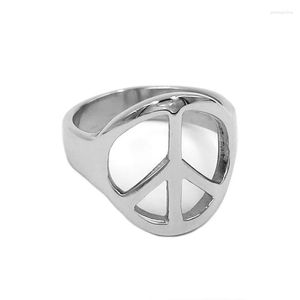 Fedi nuziali Fashion Peace Ring Jewelry Classic Silver Color World Sign Biker Men Women Wholesale