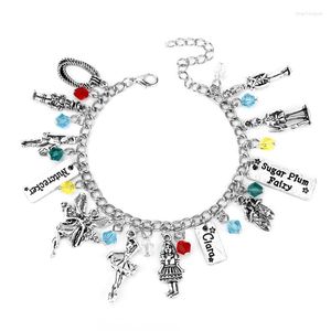 Braccialetto Cartoon Movie Bracciale Gioielli Moda Ragazza danzante Principessa Smalto Regni Ciondolo con perline di cristallo Regalo per le donne