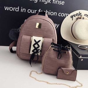 Backpack 3pcsset PU Leather Women Backpack Purse Girls Multi -Lady Sacos compostos para meninas adolescentes Backpack de bolsa de viagem Mochila 55 J230517