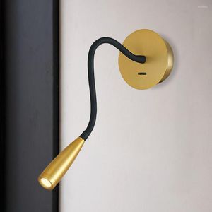 Wall Lamp Nordic Style Bronze Adjustable Arm Decor Light Bedroom Lamps Study Bedside Reading Lights Mirror Lighting Fixture