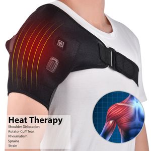 Back Massager 3 Levels Heating Vibration Shoulder Massager Brace Physiotherapy Therapy Pain Relief Left Right Heated Shoulder Pads Health Care 230517