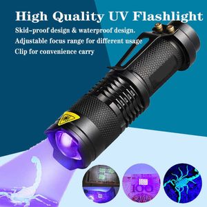 Latarki Pochodni E5 LED Ultraviolet Lightlight Light Portable Mini Zoom UV Lighting Light Lightlight Ultraviolet Detector 365/395NM Lampa P230517