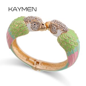 Bangle Kaymen Laku Keras Mewah Enamel Warna Warni Hewan Parrot Cuff Gelang 7 Warna Untuk Wanita Anak Perempuan Remaja Bagus Perhiasan 3328 230517